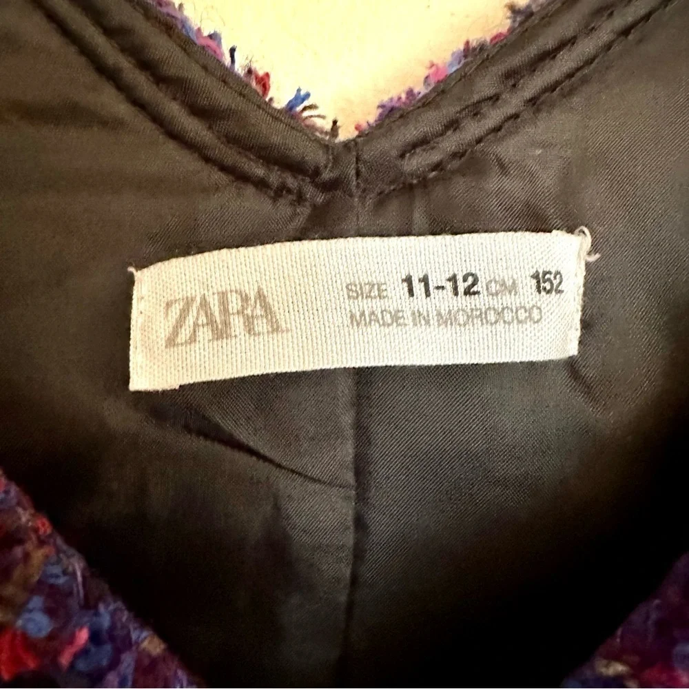 Zara Teen Purple Blue Pink Tweed Jumper Dress Size 11-12